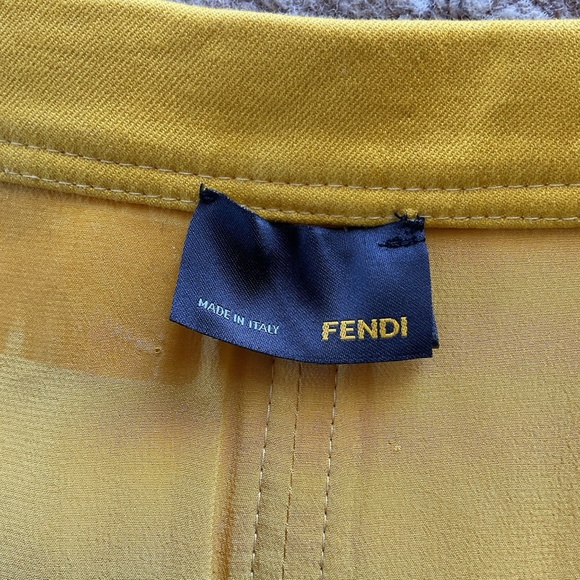 FENDI Women’s Sz 40 (US 8/10) Wool Cotton Silk Lined Yellow Button Front Skirt - Picture 7 of 13